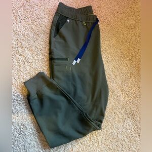 Figs Men's Forest Green Joggers with Blue Accents